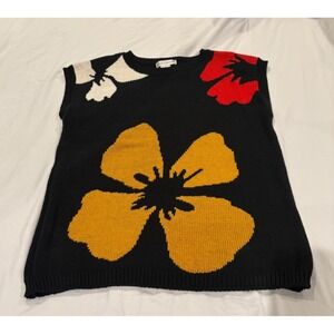 USED VINTAGE JACK WINTER "FLORAL" SWEATER VEST - SIZE LARGE, BLACK